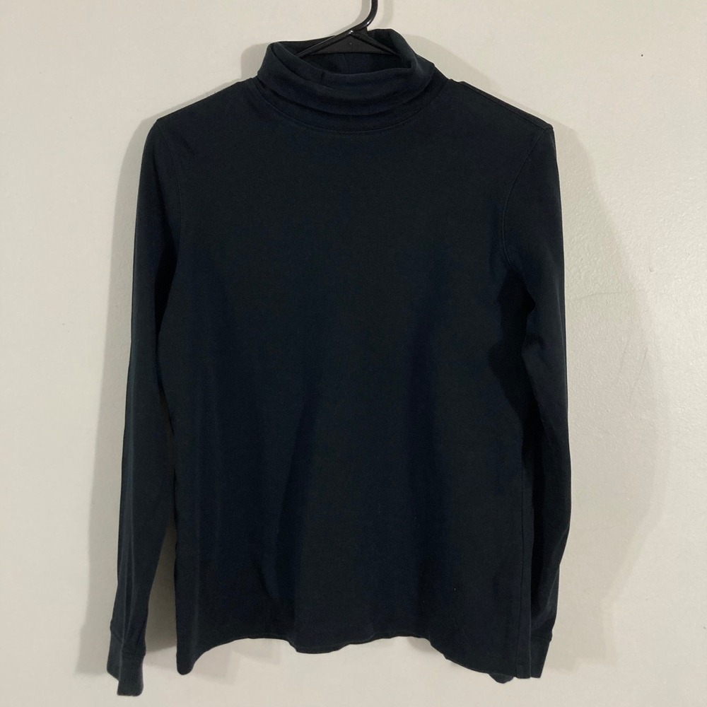 L.L. Bean Turtleneck Top Womens Small Black Long Sleeve Cotton Regular Classic